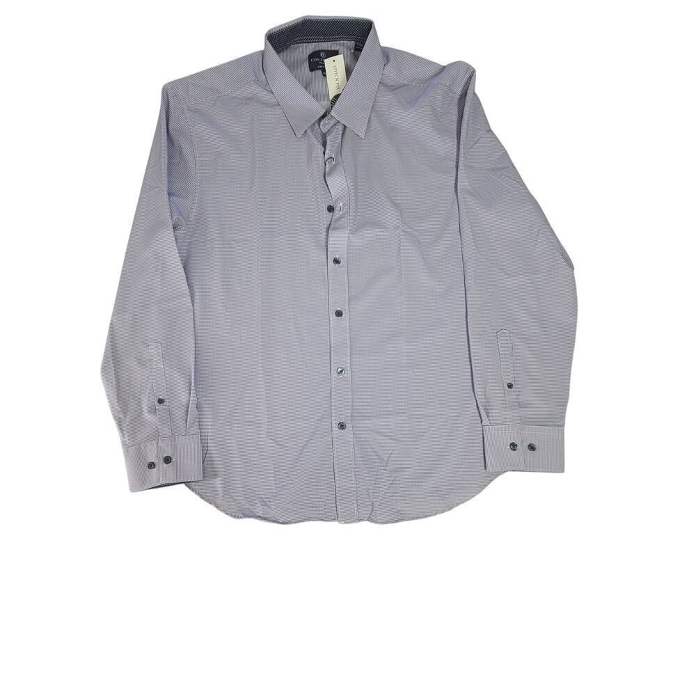 Construct Stitch Fix men's houndstooth long sleeve button up shirt purple Sz XXL